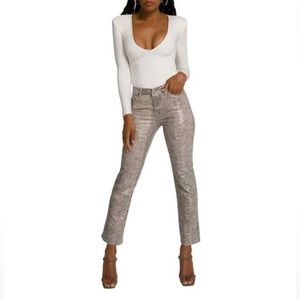 Good American Good Straight High Waist Snake Print Straight Leg Jeans Size 8